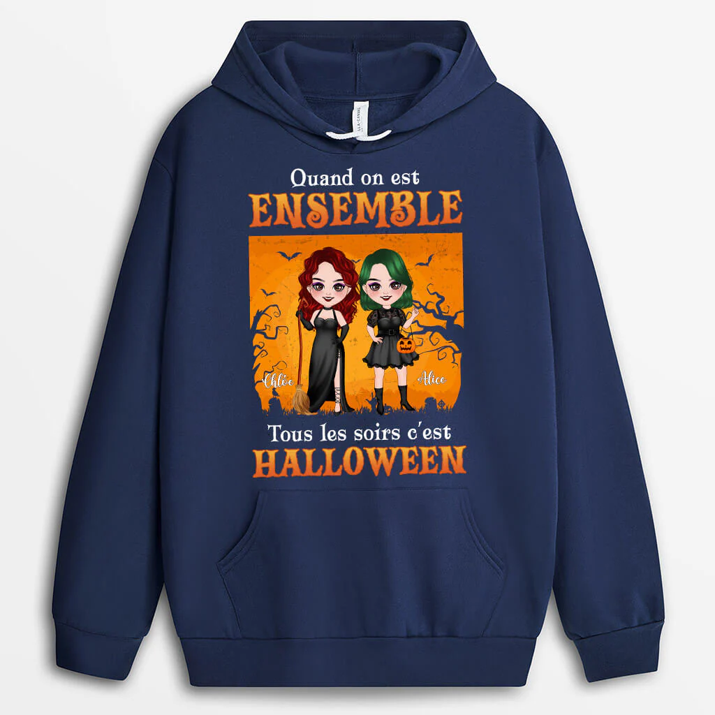Sweat à Capuche Quand On Est Ensemble Toutes Les Nuits Sont Halloween Personnalisé - Image 2