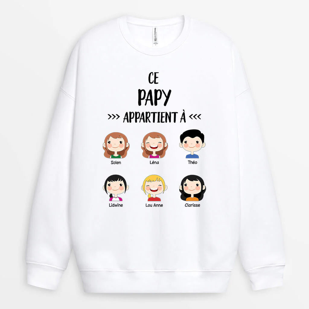 Sweat Shirt Personnalisé Avec Visage D'enfants - Ce Papi Appartient À