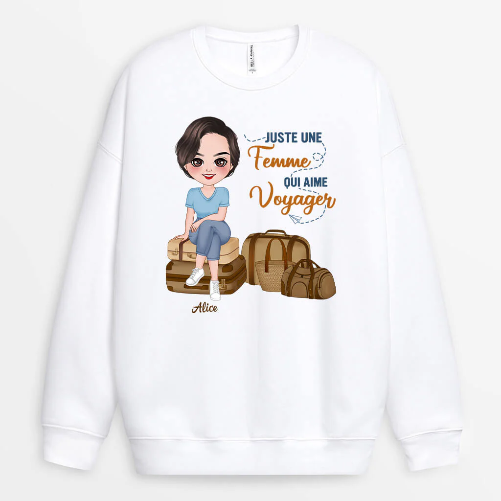 Sweat-shirt Juste Une Femme Qui Aime Le Voyage Personnalisé - Image 2