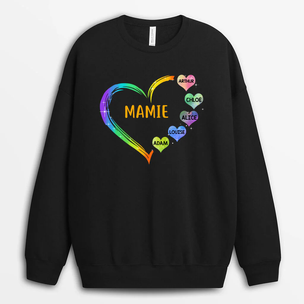 Sweat-shirt Le cœur de Mamie Maman Grand Cœur Personnalisé