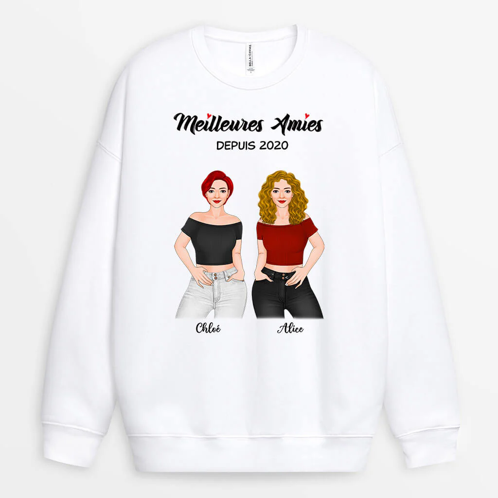 Sweat-shirt Meilleures Amies Personnalisé