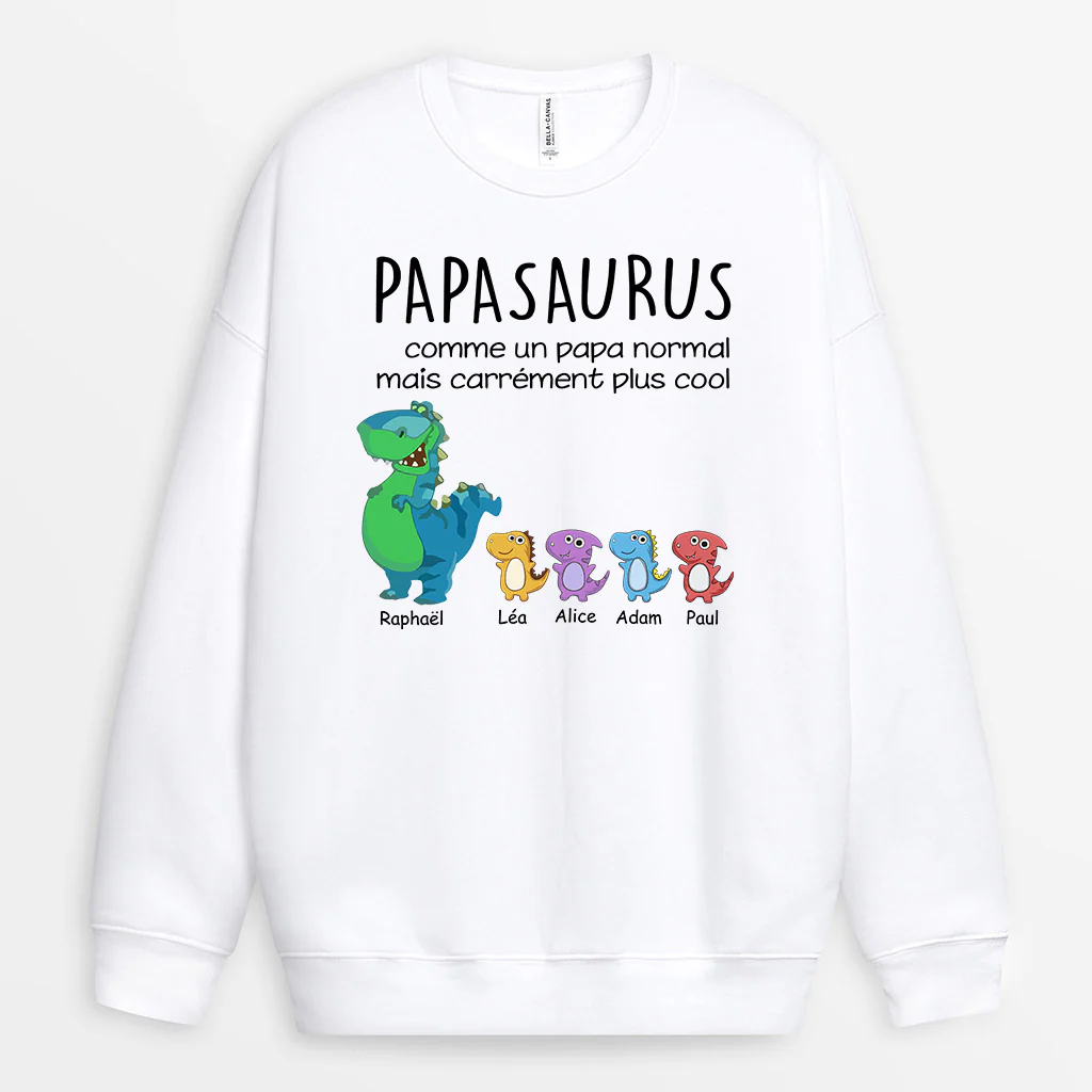 Sweat Personnalisé - Papisaurus Papasaurus Cool - Image 2