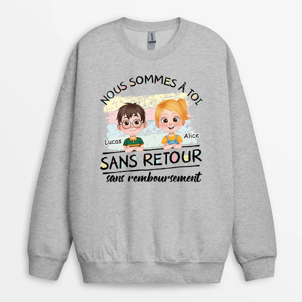 Sweat-shirt Personnalisé Papa - Nous Sommes À Toi - Design Cartoon - Image 2