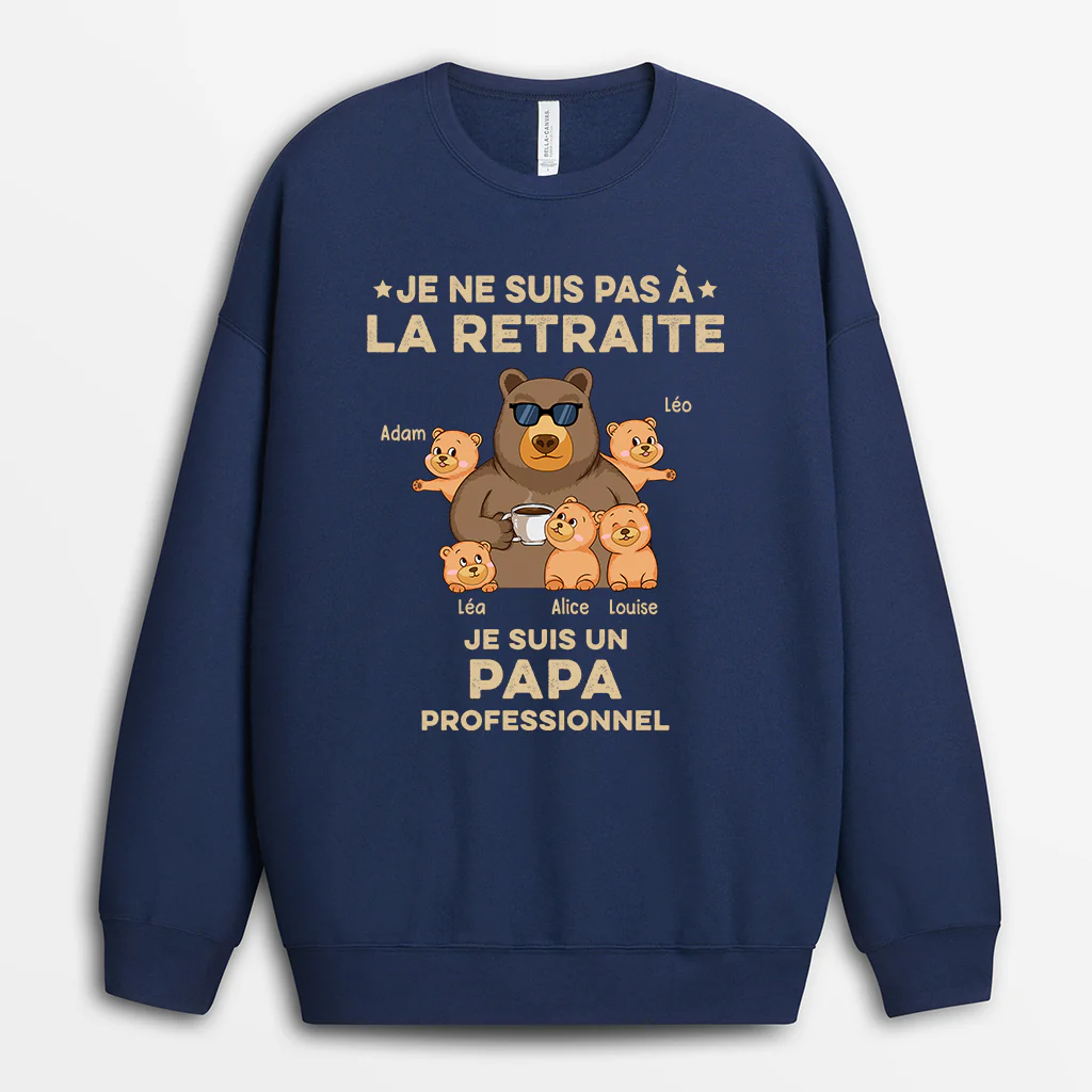Sweat-shirt Personnalisé Papy - Sweat-shirt Papy Ours Retraité - Image 2