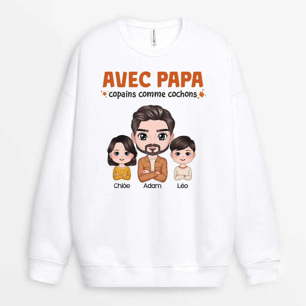 Sweat Shirt Homme Personnalisé - Copains Comme Cochons Avec Papy - Image 2