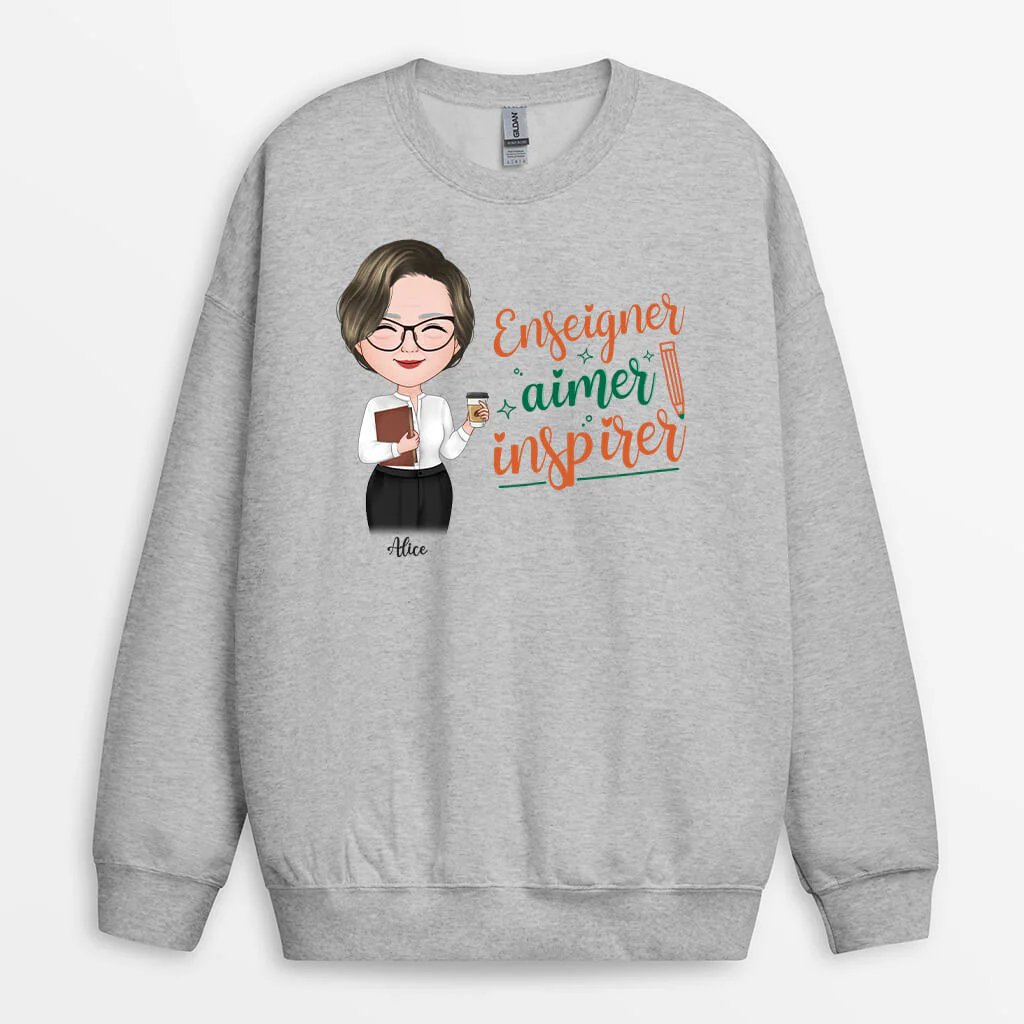 Sweatshirt Enseigner Aimer Inspirer Personnalisé - Image 2