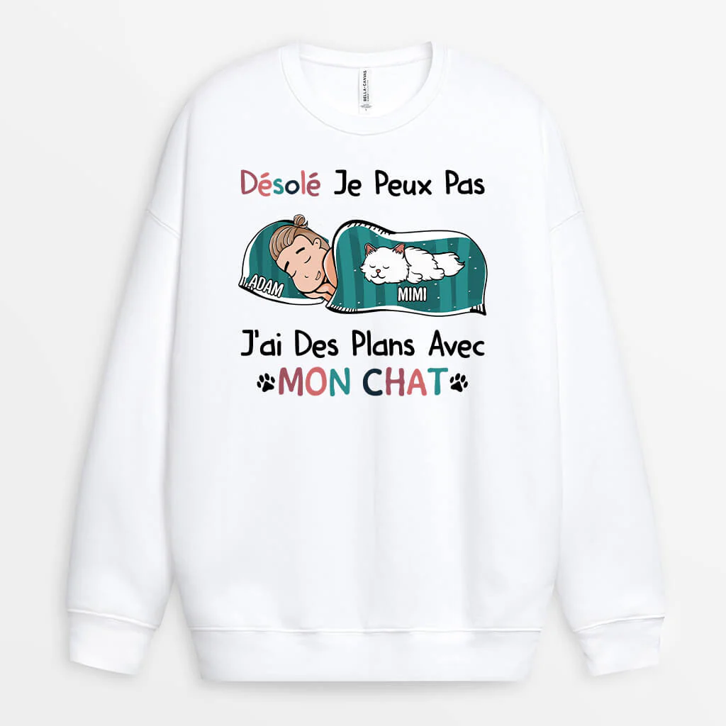 Sweat Personnalisé - J’ai Des Plans Avec Mon Chat
