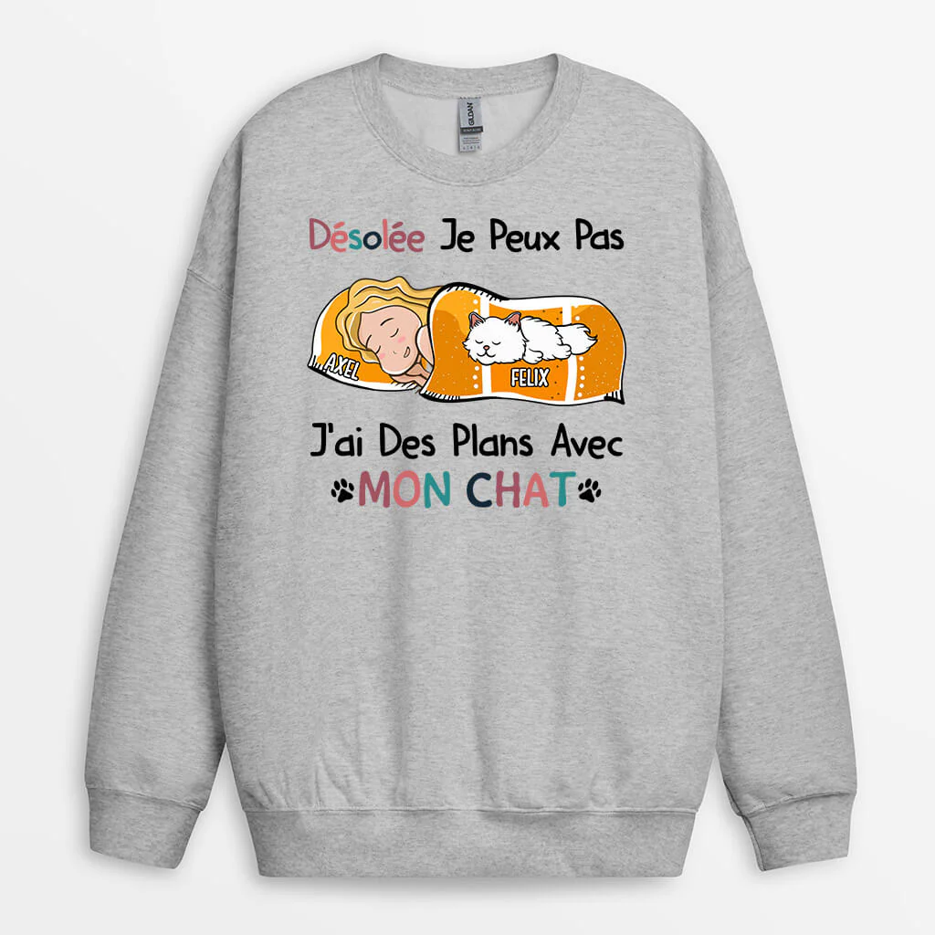 Sweat Personnalisé - J’ai Des Plans Avec Mon Chat - Image 2