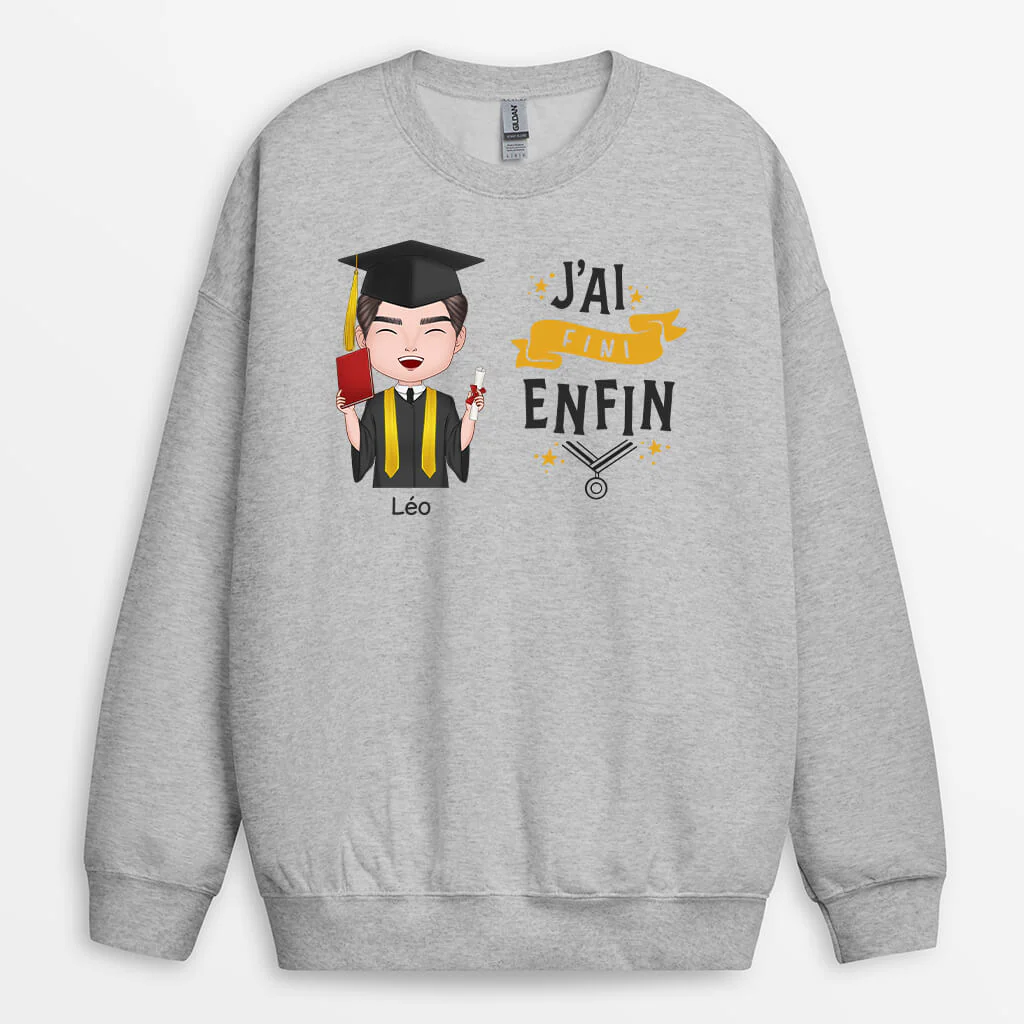 Sweat Personnalisé Homme - J’ai Fini Enfin - Image 2