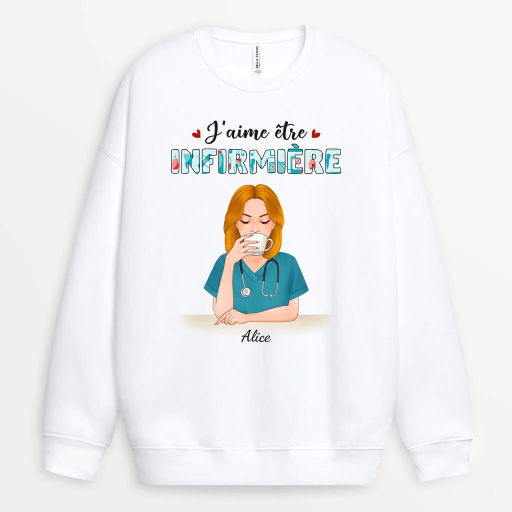 Sweat Femme Personnalisé - J'aime Être Infirmière - Image 2