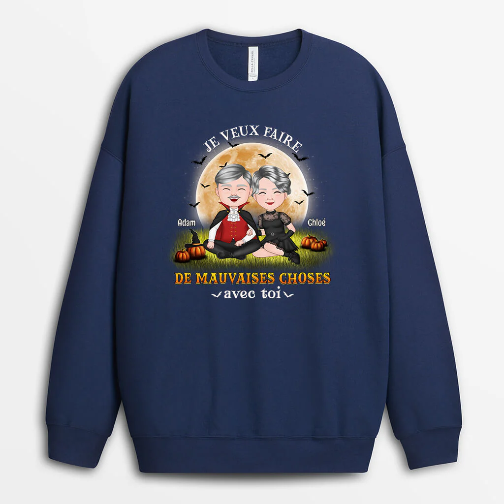 Sweat Personnalisé Couple - Je Veux Faire De Mauvaises Choses Avec Toi - Image 2