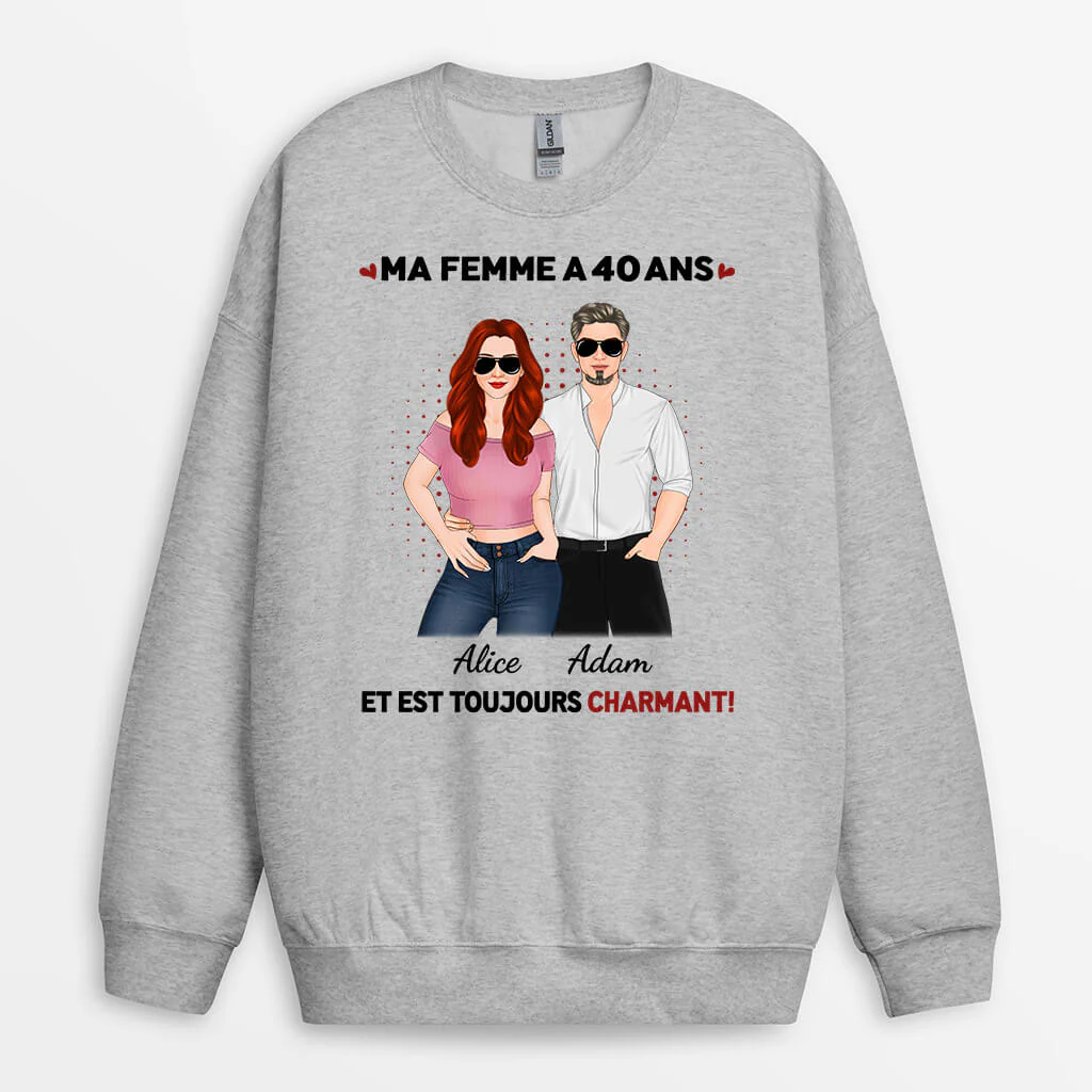 Sweat Personnalisé Couple - 40 Ans Et Toujours Sexy - Image 2
