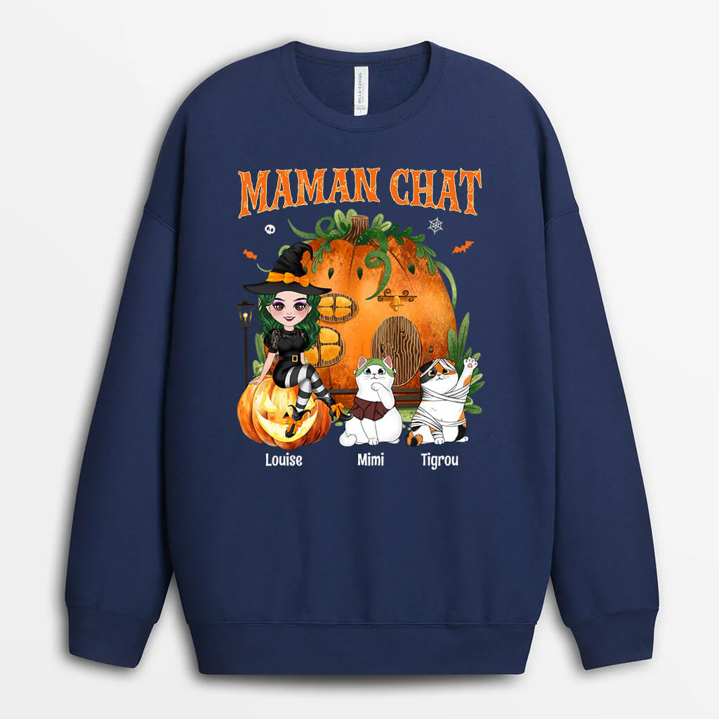 Sweat Personnalisé Femme - Maman Chat Déguisement pour Halloween - Image 2