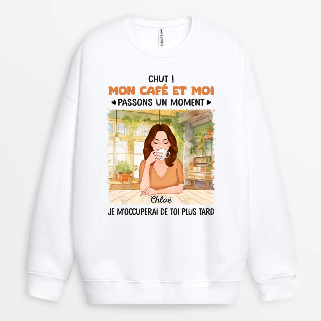 Sweat Personnalisé Femme - Mon Café Et Moi - Image 2