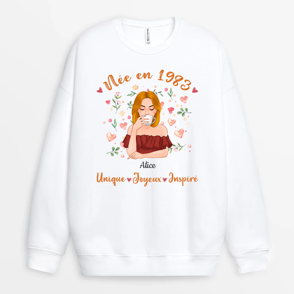 Sweat Shirt Personnalisé Femme - Née En 1983