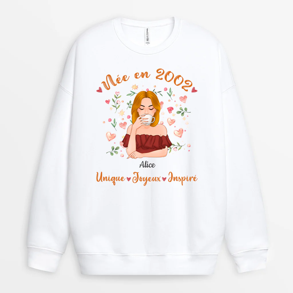 Sweat Shirt Personnalisé Femme - Née En 1983 - Image 2