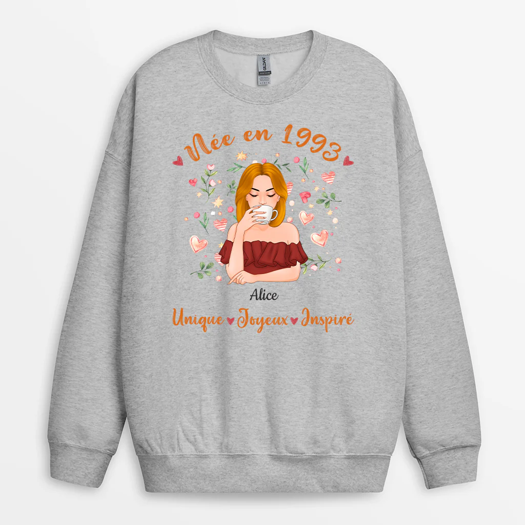 Sweat Shirt Personnalisé Femme - Née En 1983 - Image 3