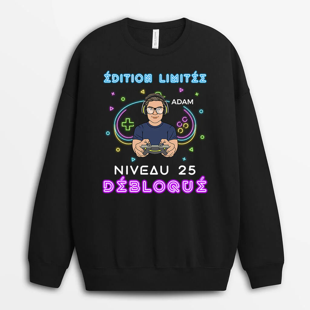 Sweat Shirt Homme Personnalisé - Niveau 30 Débloqué