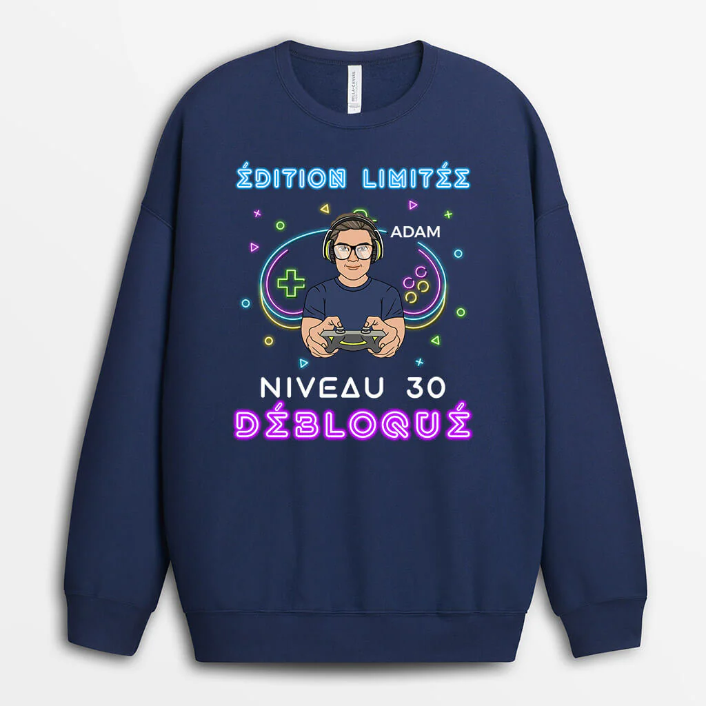 Sweat Shirt Homme Personnalisé - Niveau 30 Débloqué - Image 2