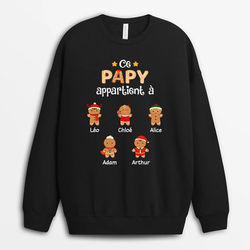 Sweatshirt Noël Personnalisé - Ce Papy Mamie Appartient À Biscuit