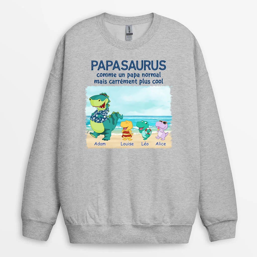 Sweat Personnalisé Homme - Papasaurus & Papisaurus La Plage - Image 2