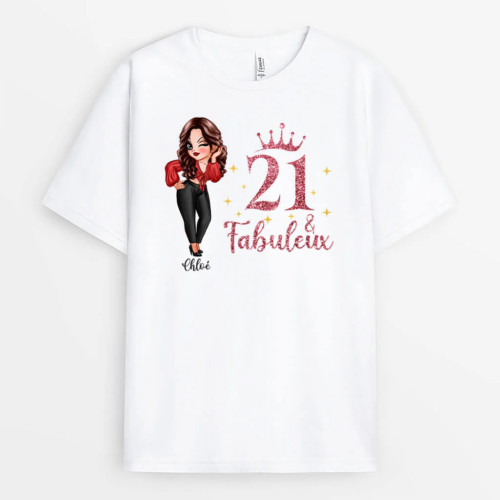 Tee-Shirt Personnalisé Femme – 21 Fabuleux Anniversaire