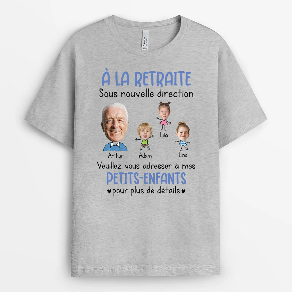 Tee Shirt Personnalisé Mamie - À La Retraite Sous Nouvelle Direction | Version Femme Avec Visages - Image 2