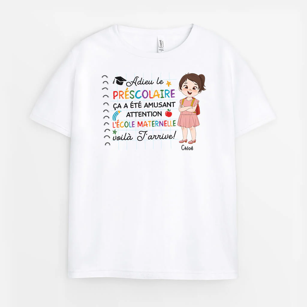 Tee Shirt Personnalisé Humoristique – Adieu Le Préscolaire