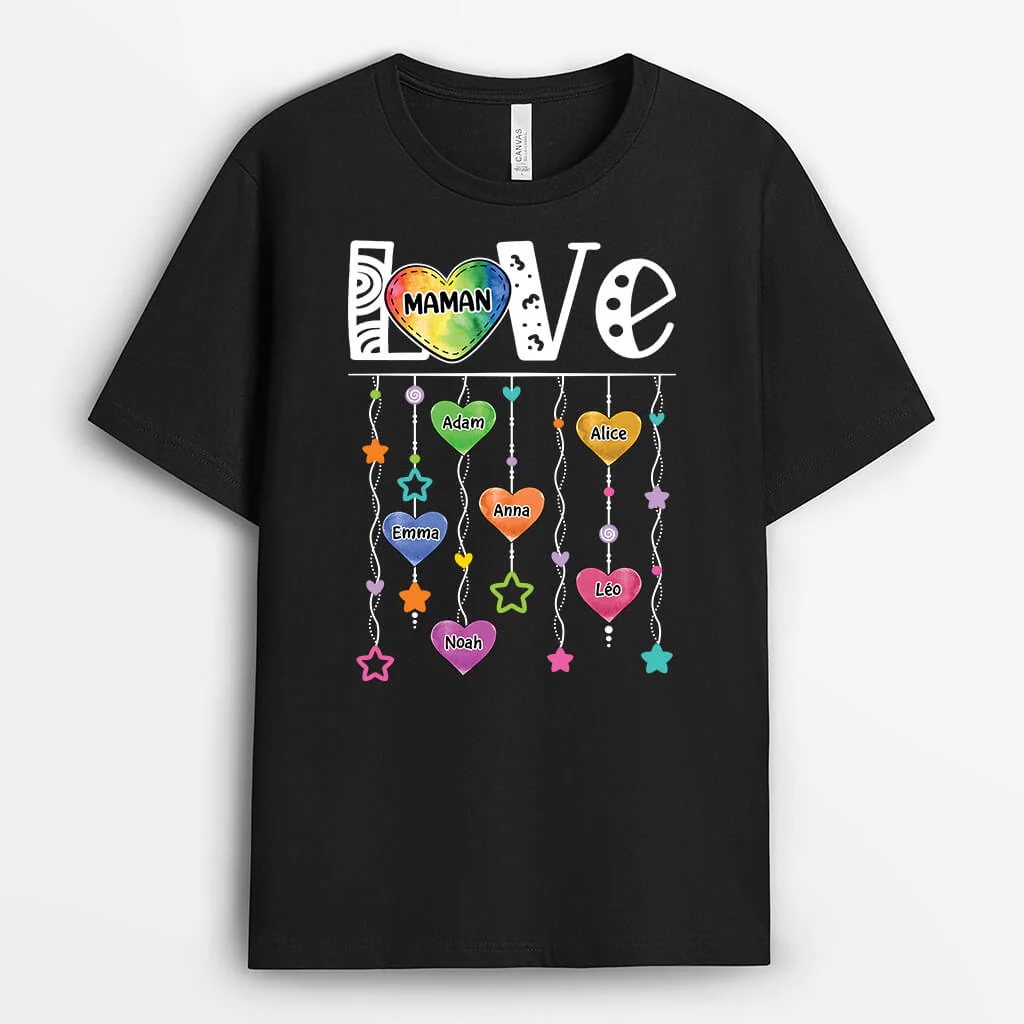 Tee Shirt Personnalisé Mamie - Amour de Mamie - Avec Coeur Coloré - Image 2