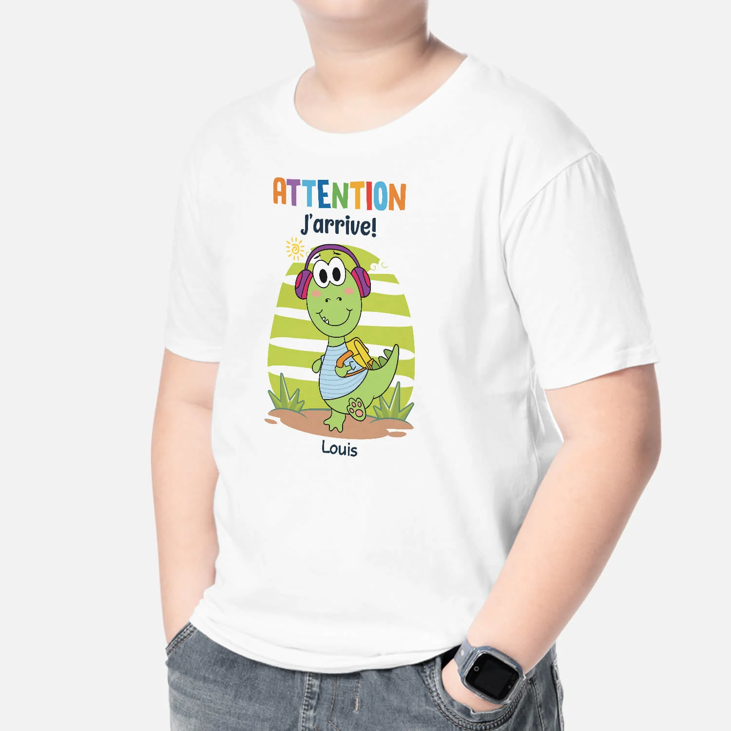 Tee Shirt Personnalisé Enfant Dinosaure – Attention J’arrive - Image 2