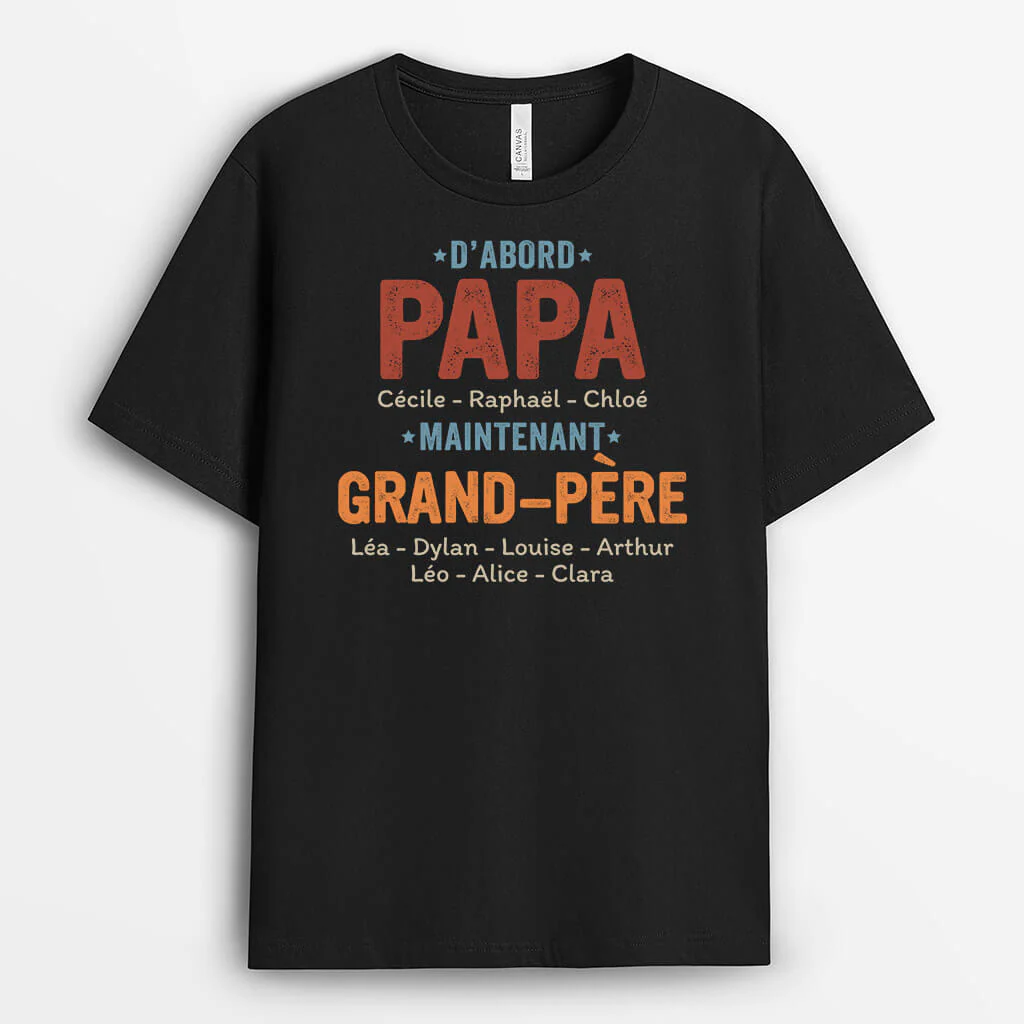 T shirt Personnalisé Papi - Avant Papa Maintenant Grand-père - Image 2
