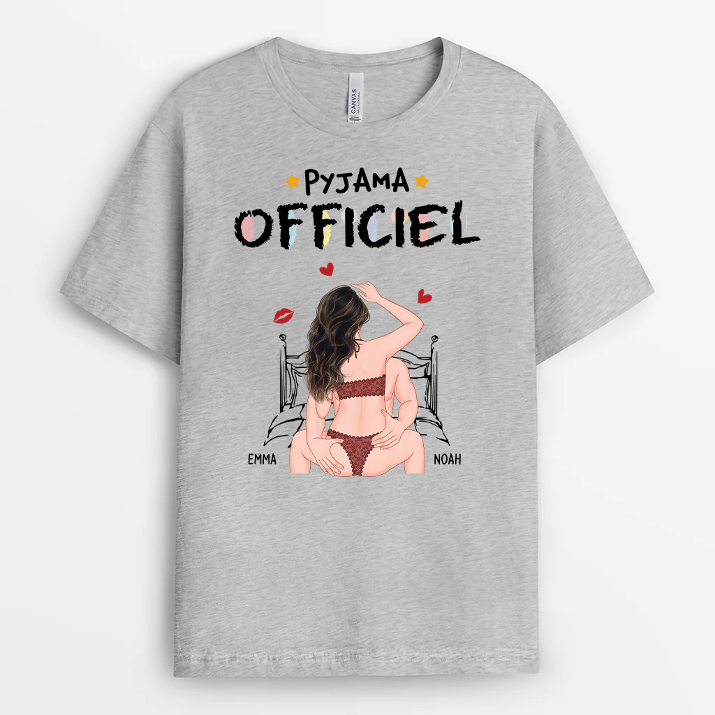 Tee Shirt Personnalisé Amoureux - Pyjama Officiel | Version Blanche - Image 2