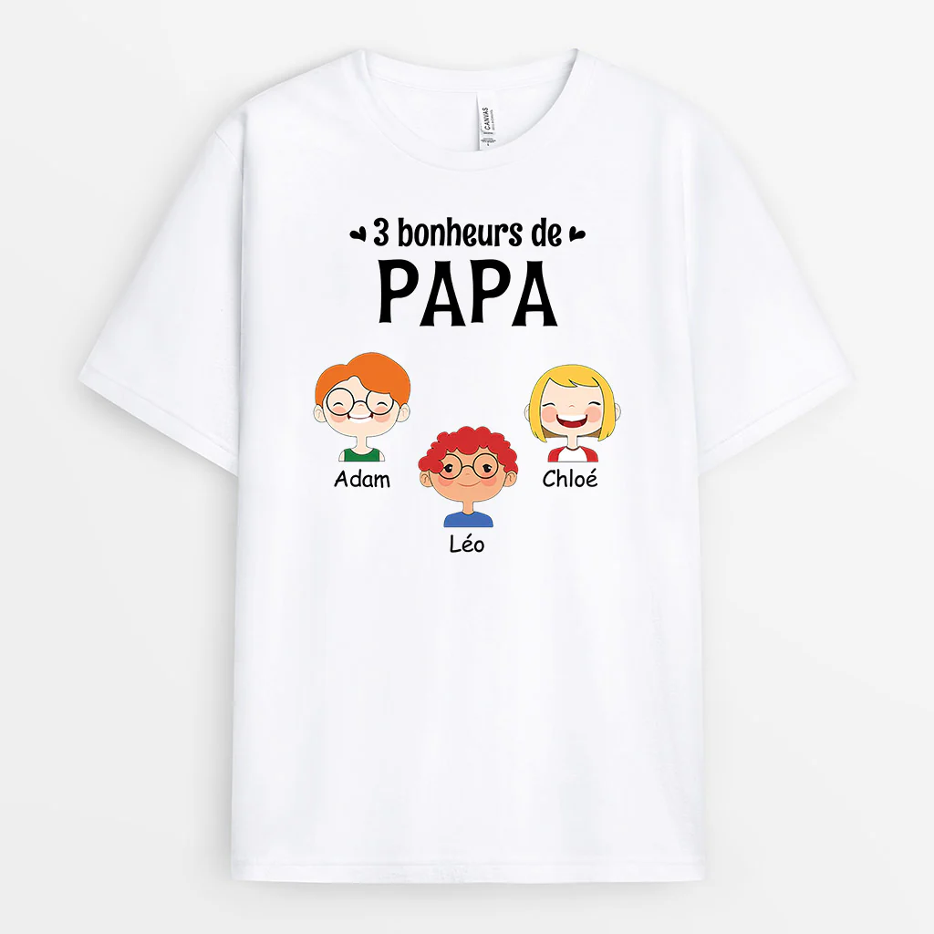 Tee Shirt Personnalisé Pour Papy - Bonheurs de Papy - Avec Visage D'enfants - Image 2