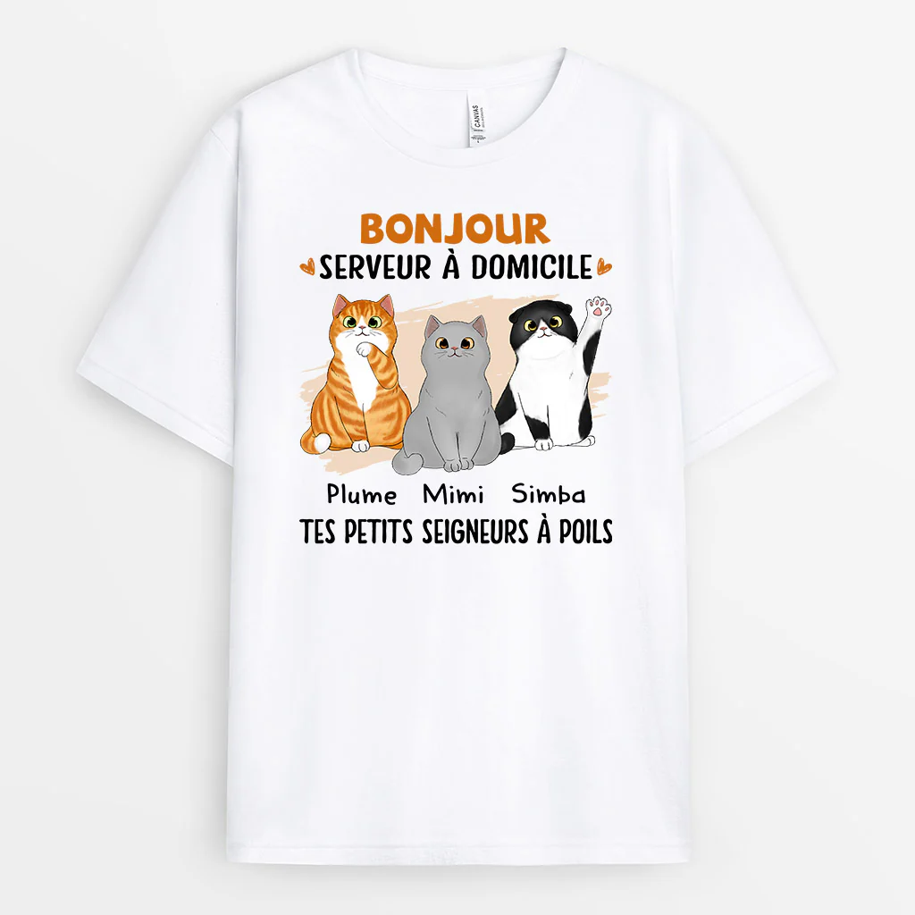 Tee Shirt Personnalisé Chat - Bonjour Serveur À Domicile