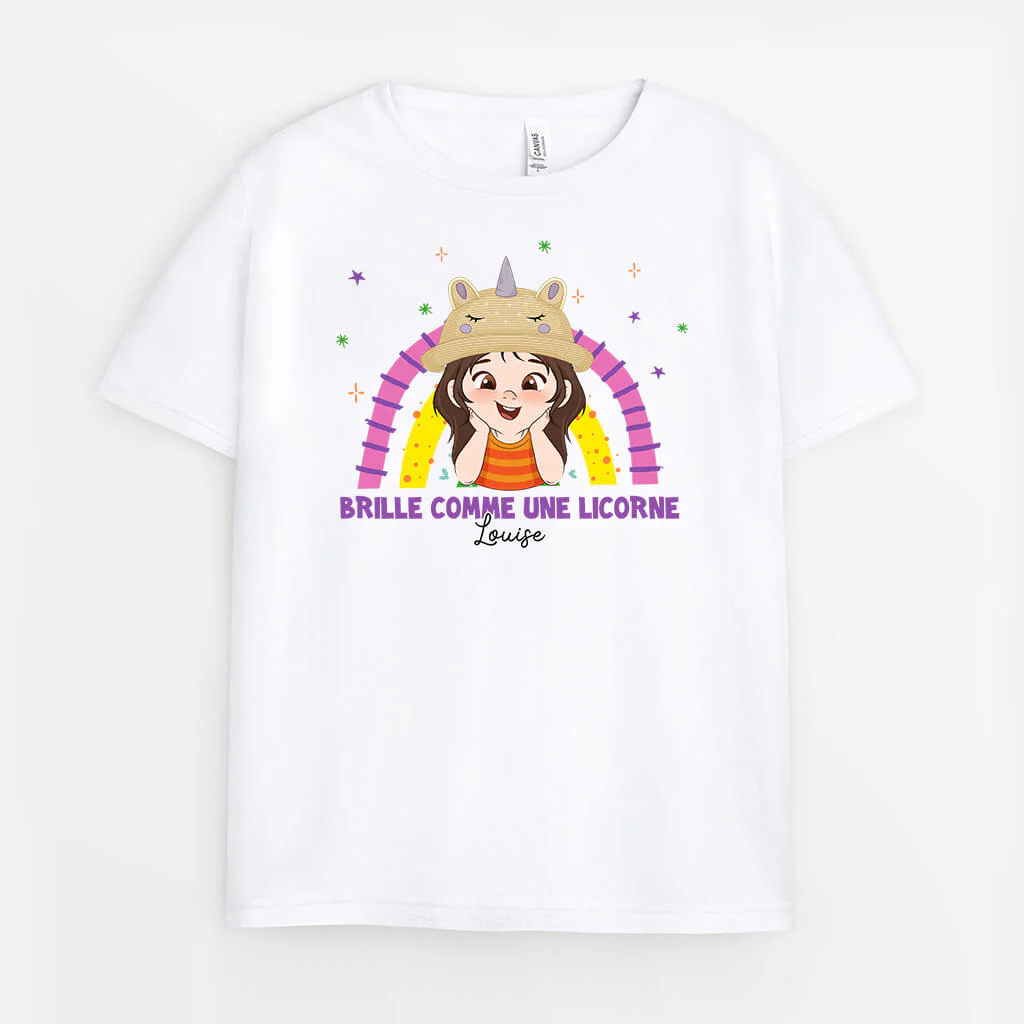 T Shirt Enfant Personnalisé – Brille Comme Une Licorne