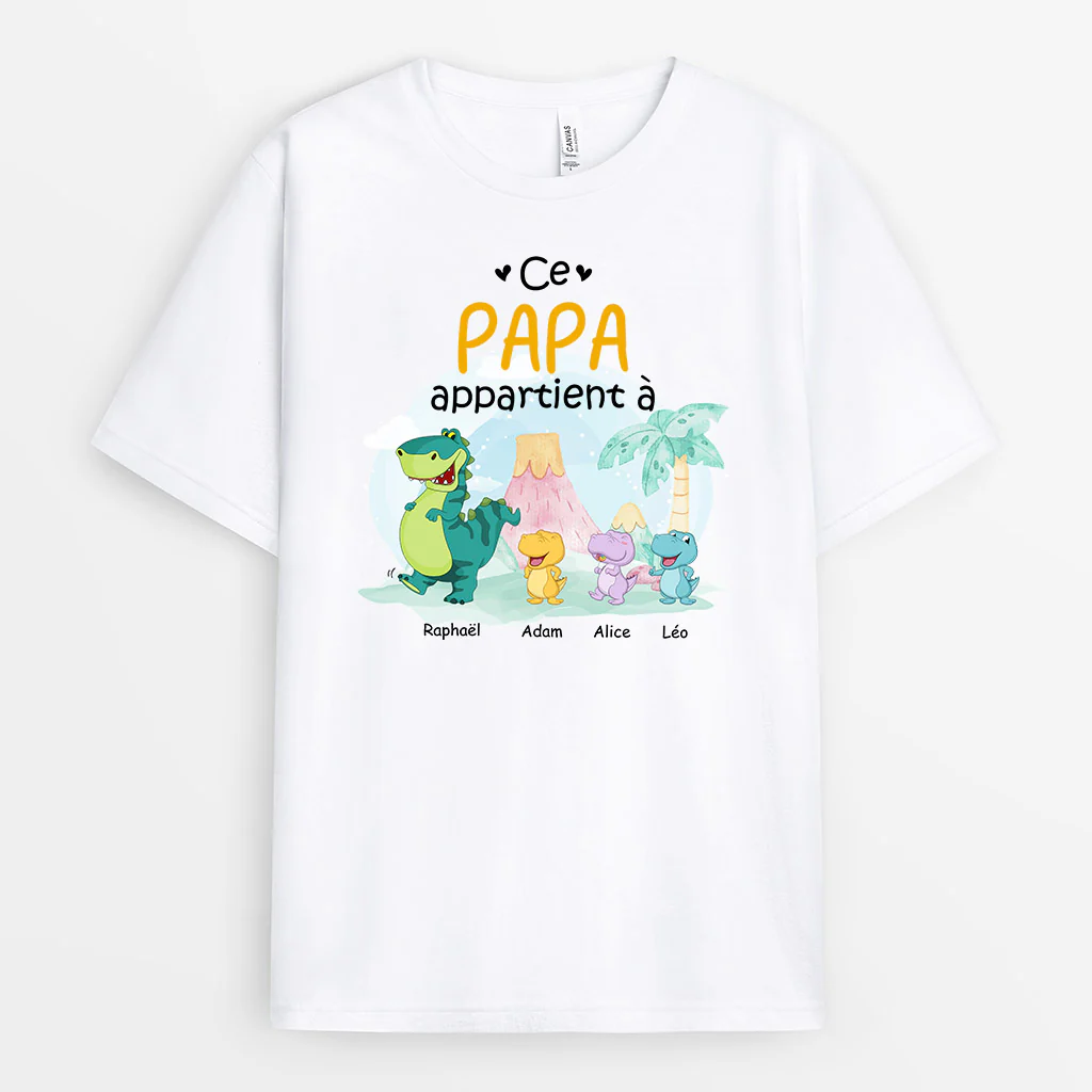 Tee Shirt Personnalisé Papy - Ce Papy Appartient À Dinosaures - Image 2