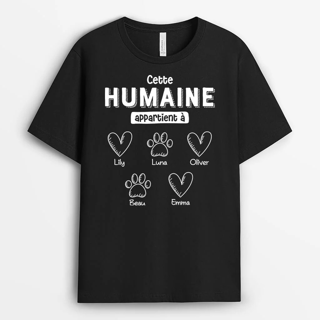 T Shirt Personnalisé Chat - Cet Humain Appartient À