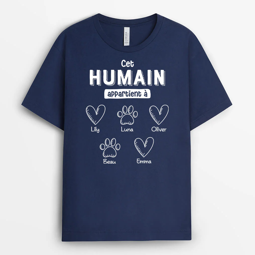 T Shirt Personnalisé Chat - Cet Humain Appartient À - Image 2