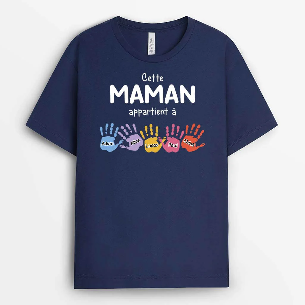 T Shirt Mamie Personnalisé - Cette Mamie Appartient À | Avec Mains des Enfants