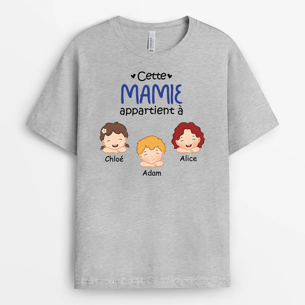 Tee Shirt Personnalisé Mamie - Cette Mamie Appartient À | Avec Mignons Enfants