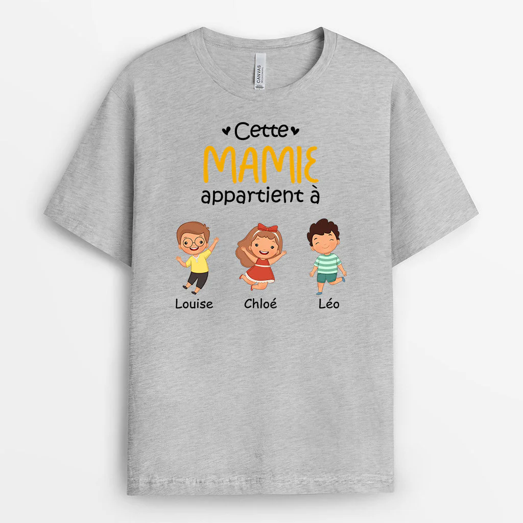 T Shirt Mamie Personnalisé - Cette Mamie Appartient À | Enfants Sautant