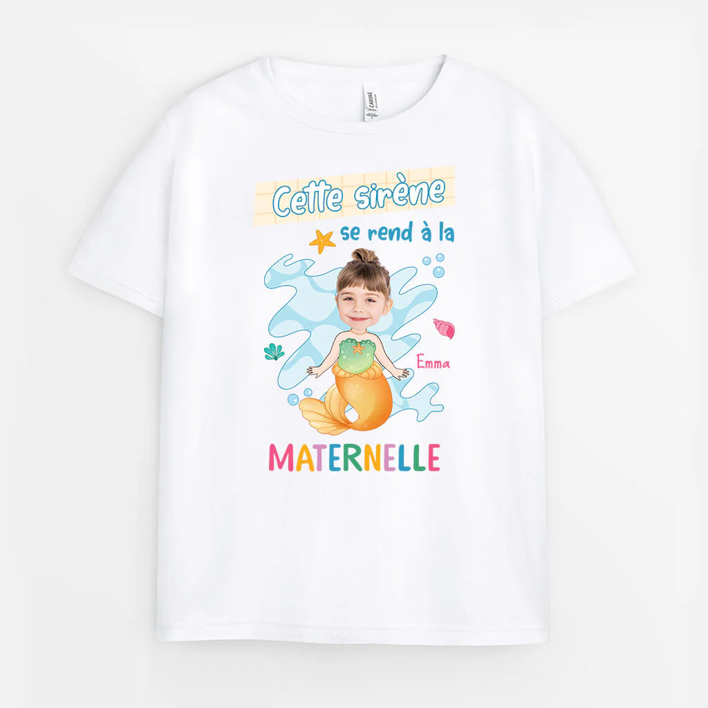 T-Shirt Personnalisé Humour – Cette Sirène Se Rend À La Maternelle - Image 2