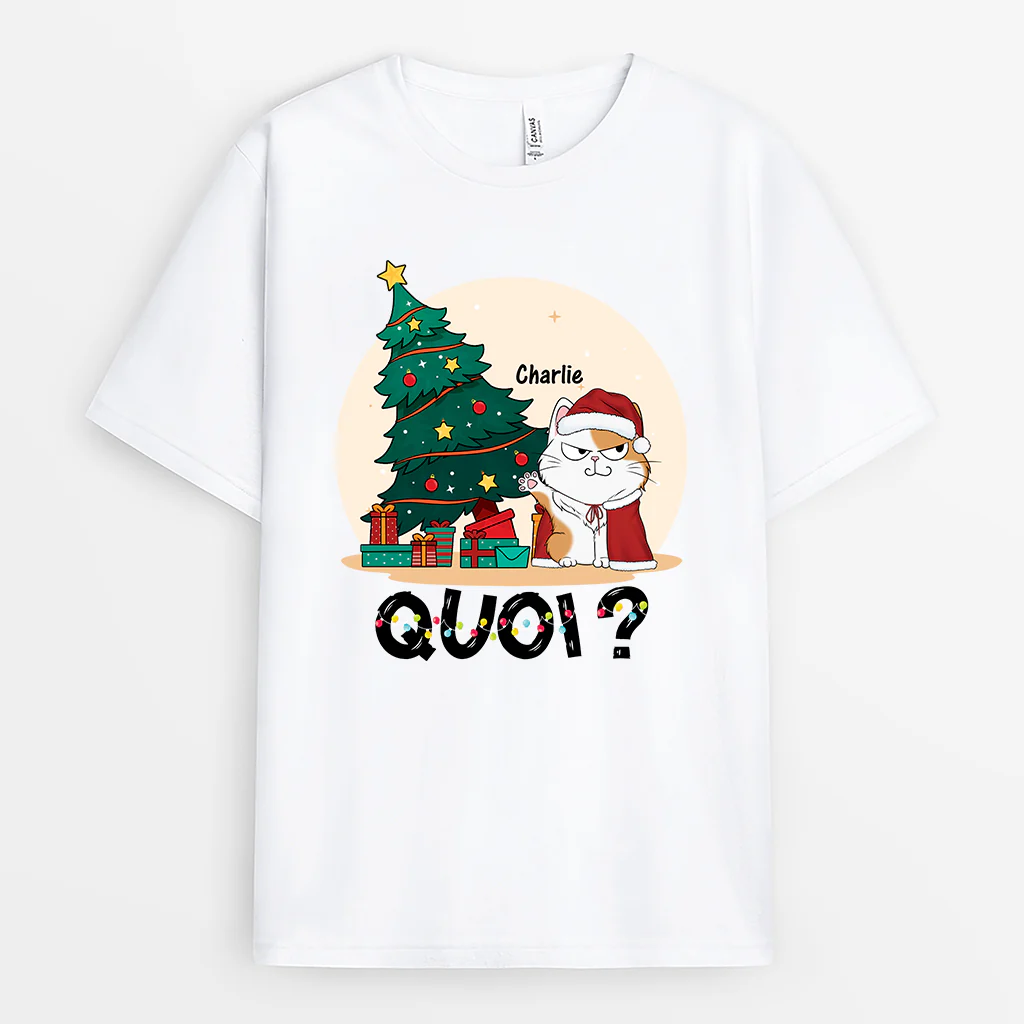 T Shirt Personnalisé Chat – Arbre de Noël Félin