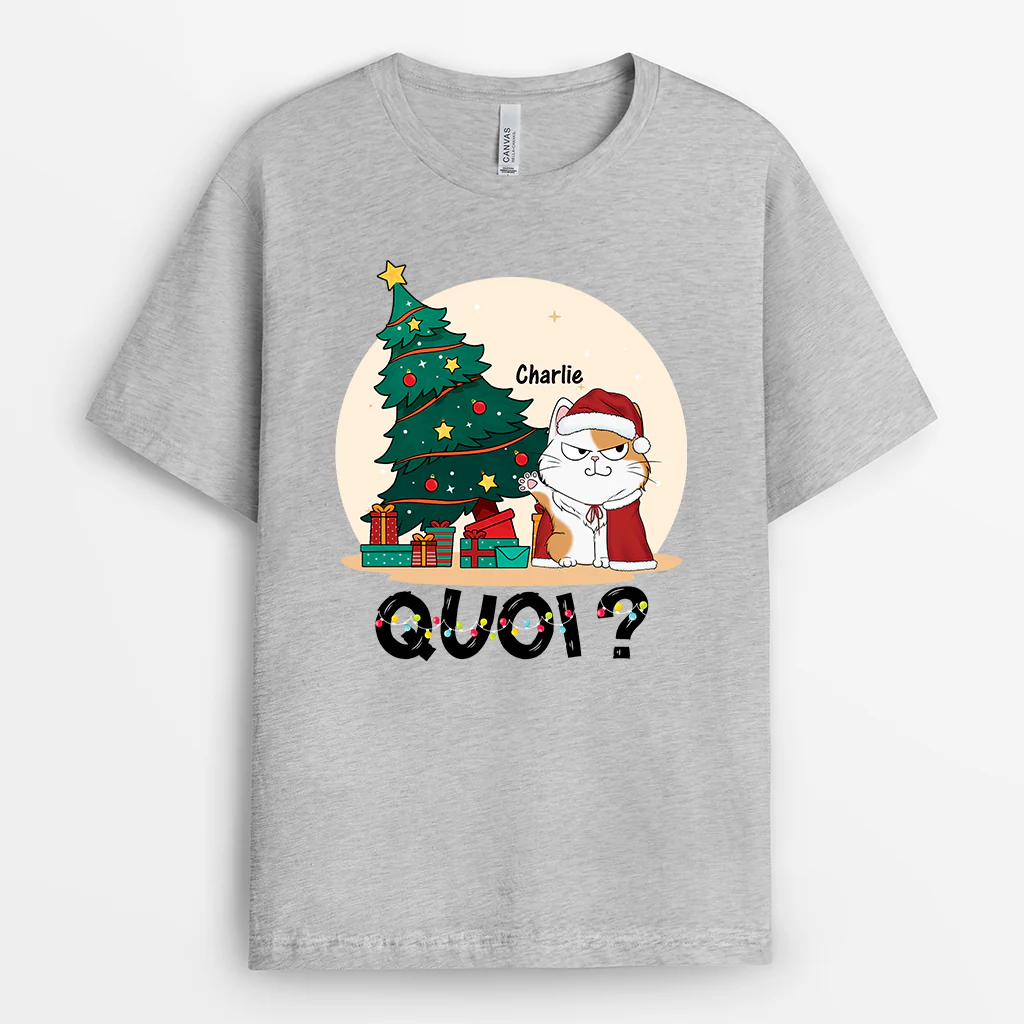 T Shirt Personnalisé Chat – Arbre de Noël Félin - Image 2