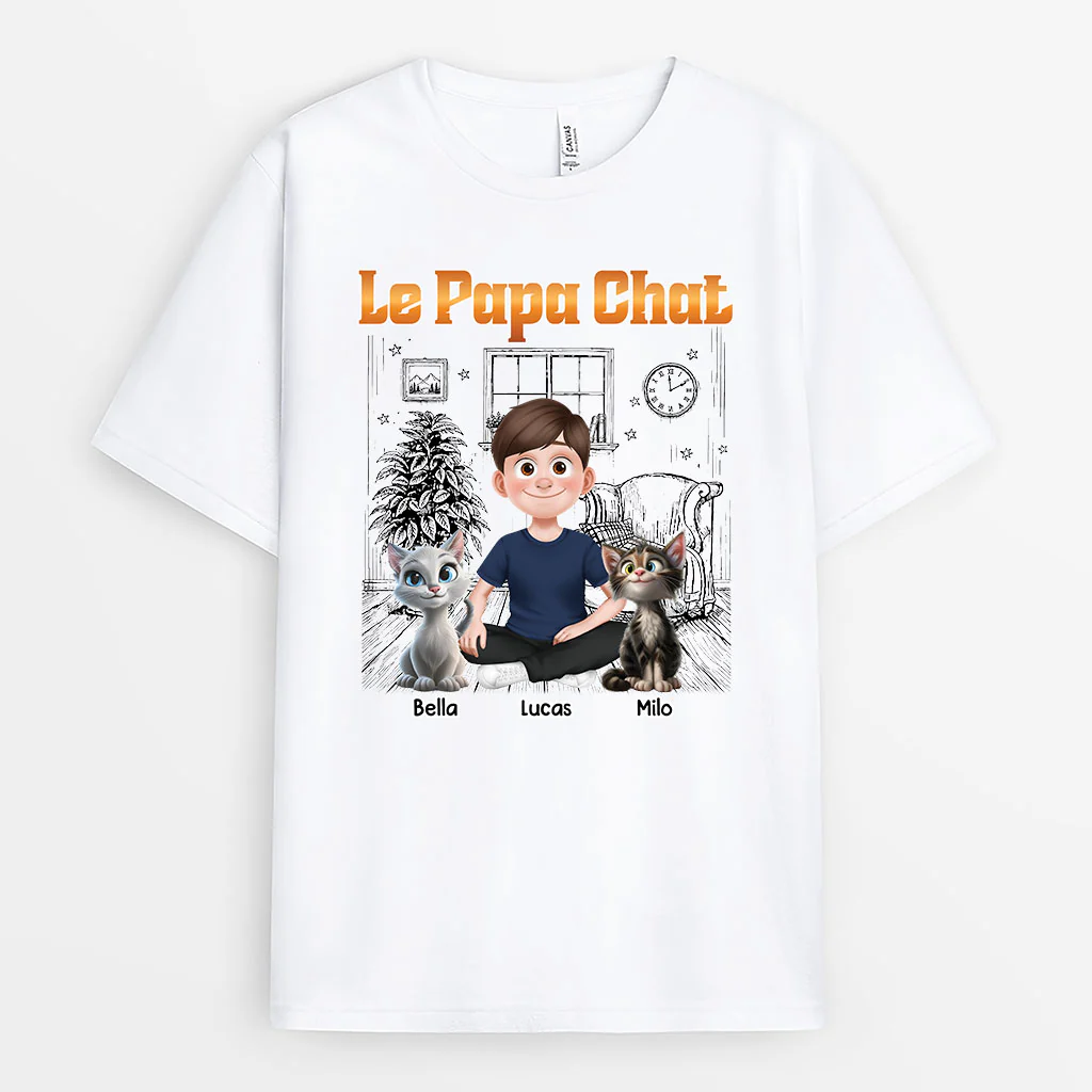 T-shirt Chat Personnalisé - Cadeau Pour Maman Chat Papa Chat