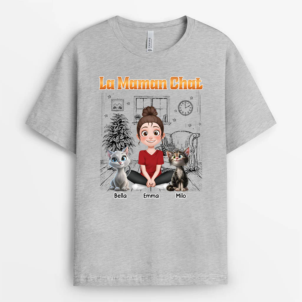 T-shirt Chat Personnalisé - Cadeau Pour Maman Chat Papa Chat - Image 2