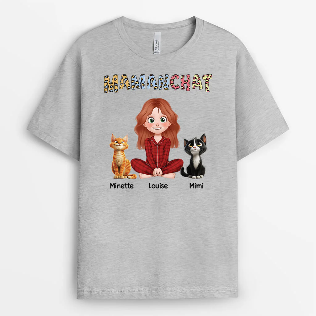 Tee Shirt Personnalisé Avec Chats – Papa Chat Cartoon Coloré - Image 2