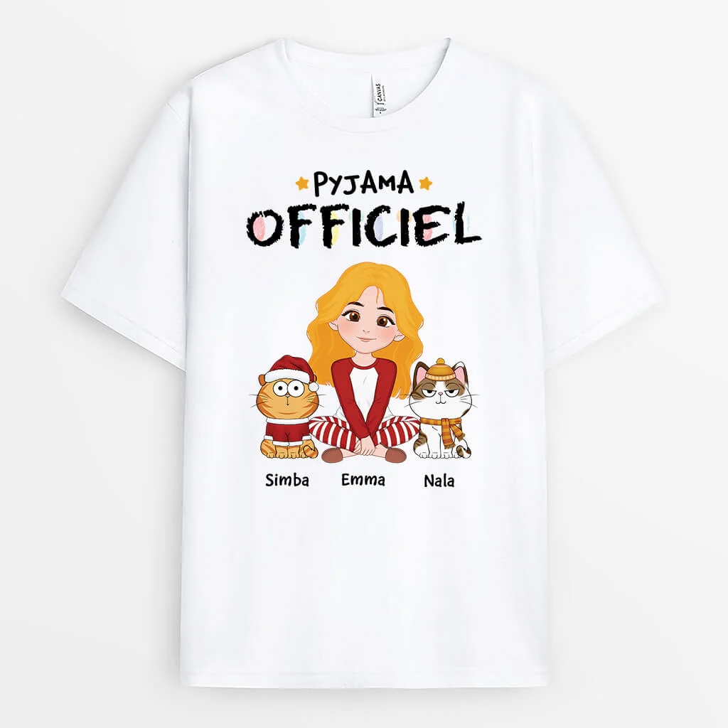 Chemise de Nuit Personnalisé Chat - T-shirt Officiel Pyjama