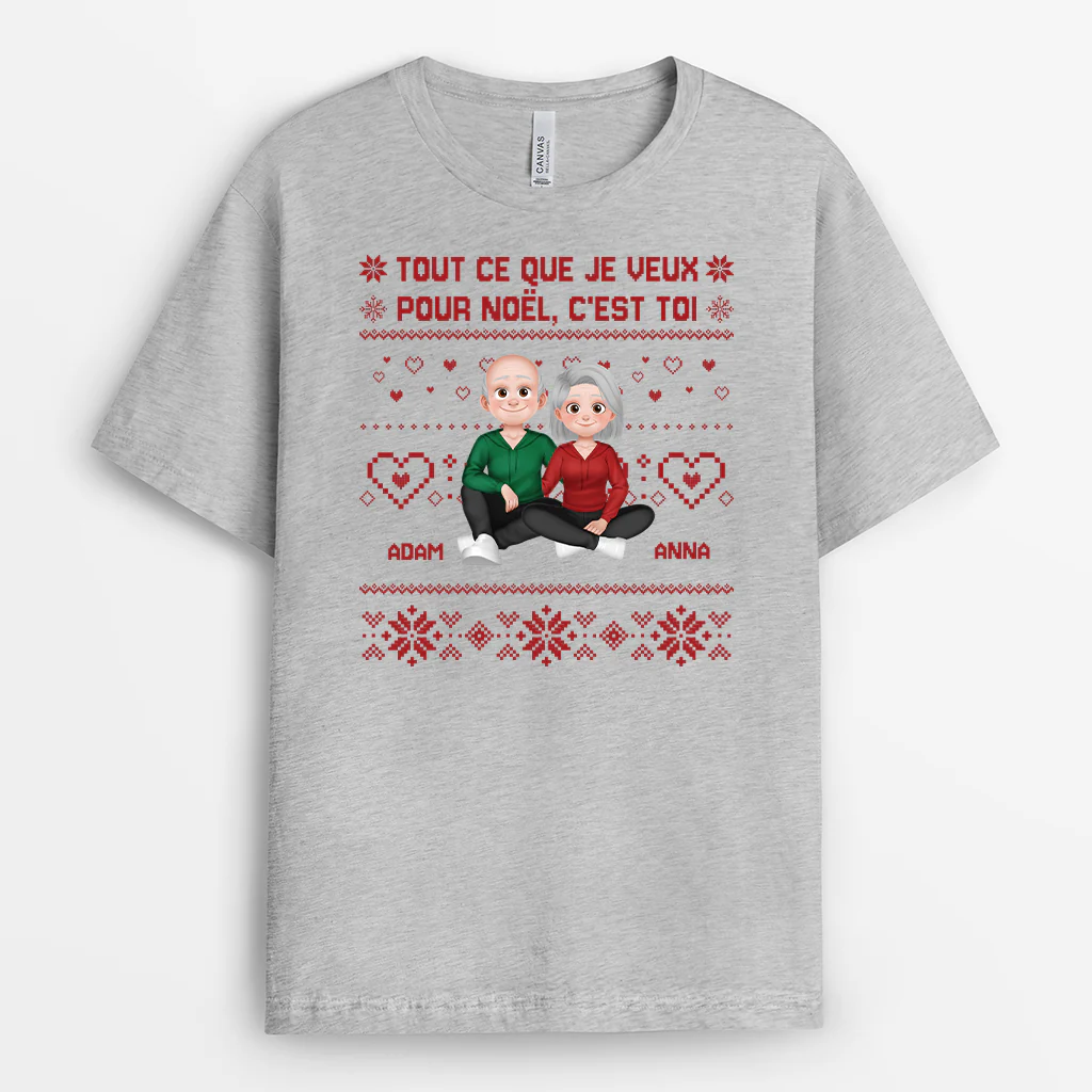 T-Shirt Couple Personnalisé – Tout Ce Que Je Veux Pour Noël C'est Toi - Image 2