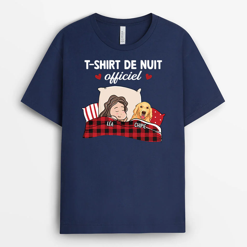 Tee Shirt Chien Personnalisé - T-Shirt De Nuit Officiel Avec Chien